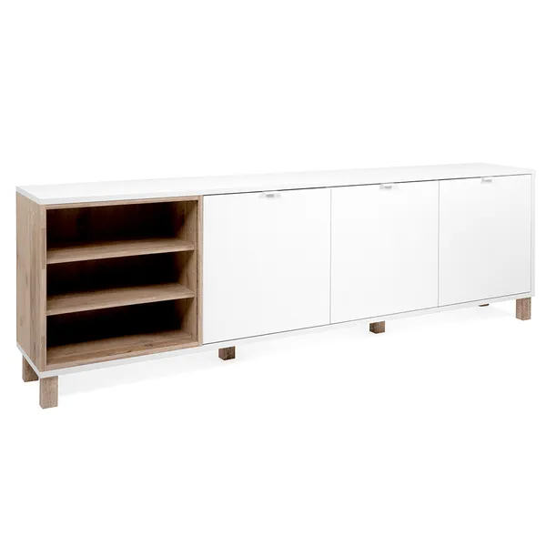 Komoda 3-drzwiowa MENORCA 200 cm - biały/dąb