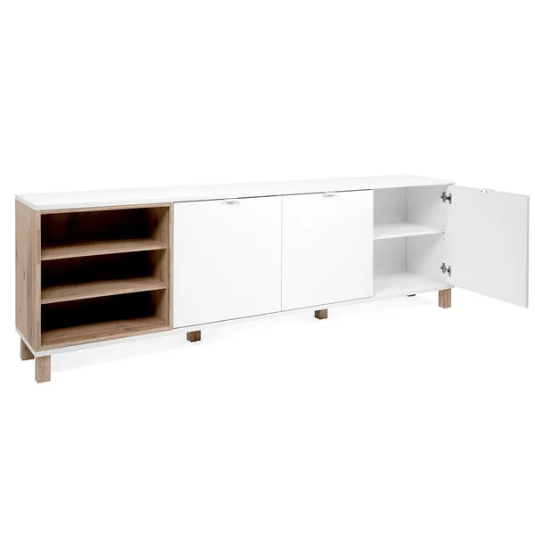 Komoda 3-drzwiowa MENORCA 200 cm - biały/dąb