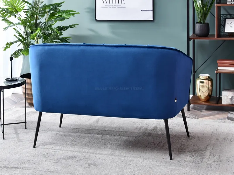 Sofa 2-osobowa welurowa ESTEL - granatowy/czarny