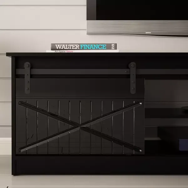 Szafka RTV 2-drzwiowa WINDSOR 200 cm - czarny mat/czarny połysk