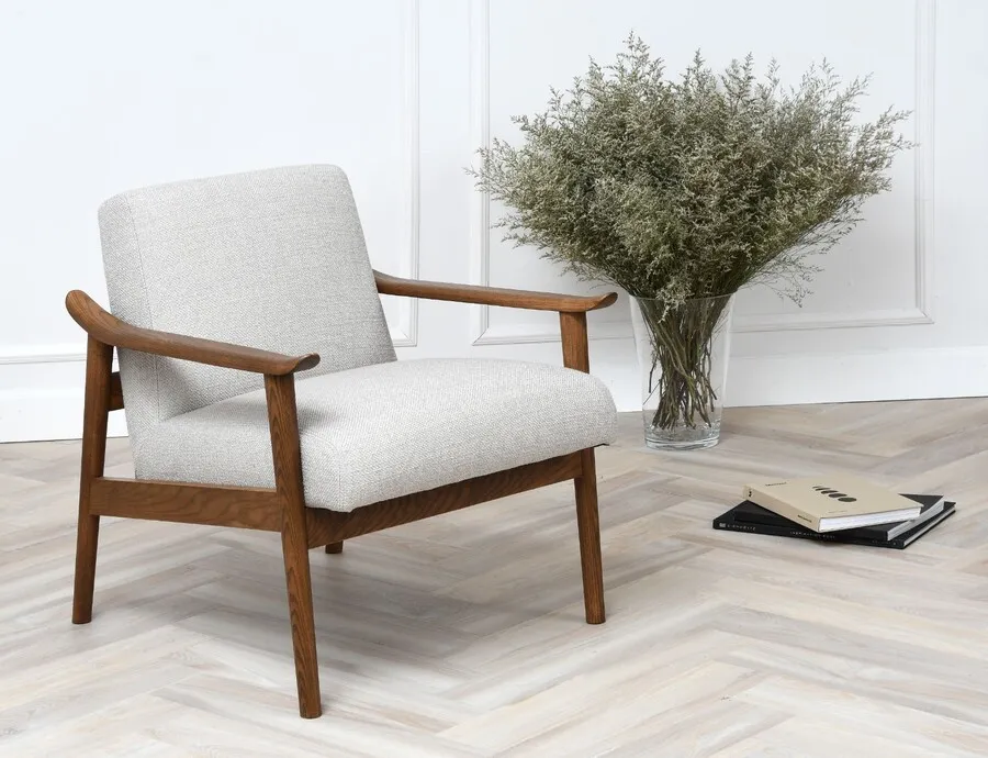 Fotel z podłokietnikami MID-CENTURY - szary/brązowy