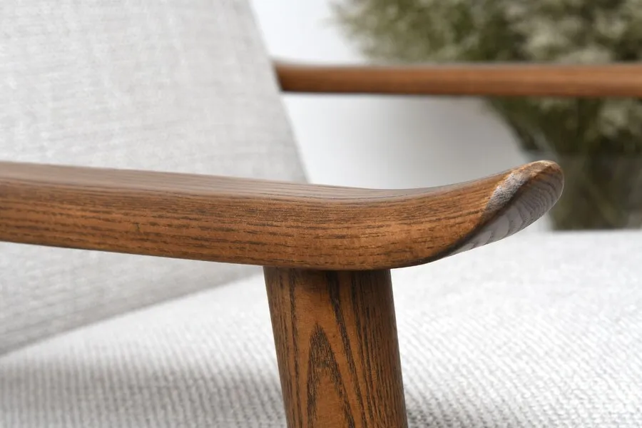 Fotel z podłokietnikami MID-CENTURY - szary/brązowy