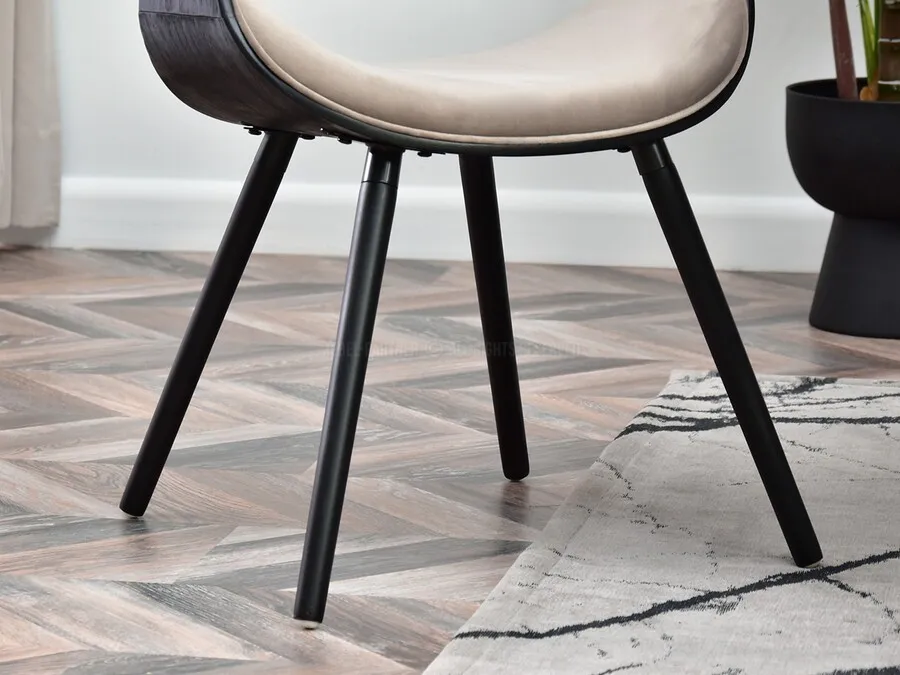 Krzesło BENT welur - beżowy/czarny
