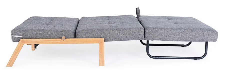 Fotel rozkładany HAYDEN GREY - szary/naturalny
