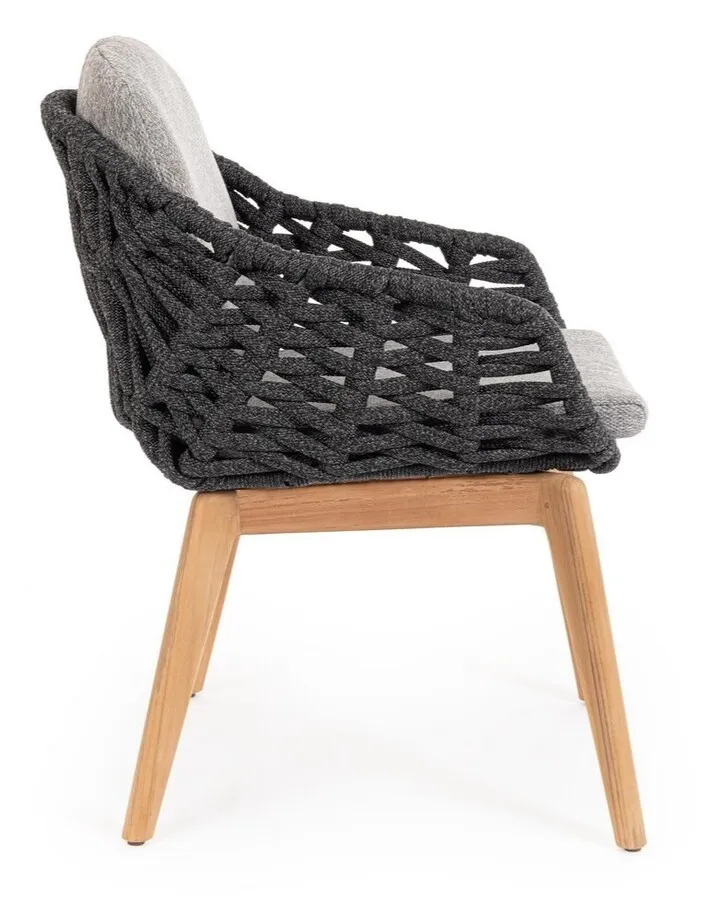 Krzesło ogrodowe TAMIRES CHARCOAL - szary/naturalny