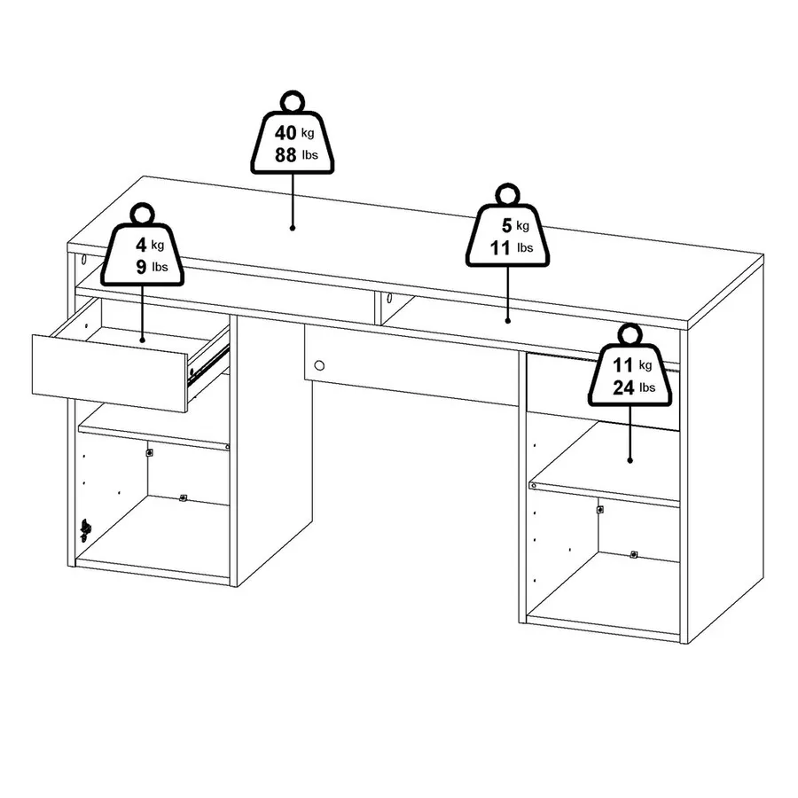 Biurko z nadstawką FUNCTION PLUS - jackson hickory