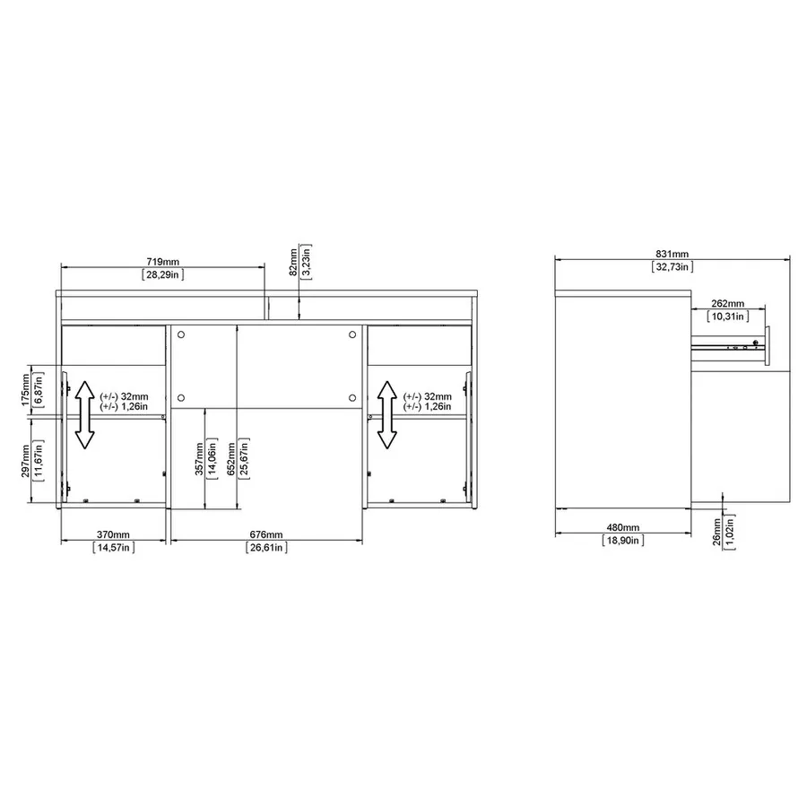 Biurko z nadstawką FUNCTION PLUS - jackson hickory