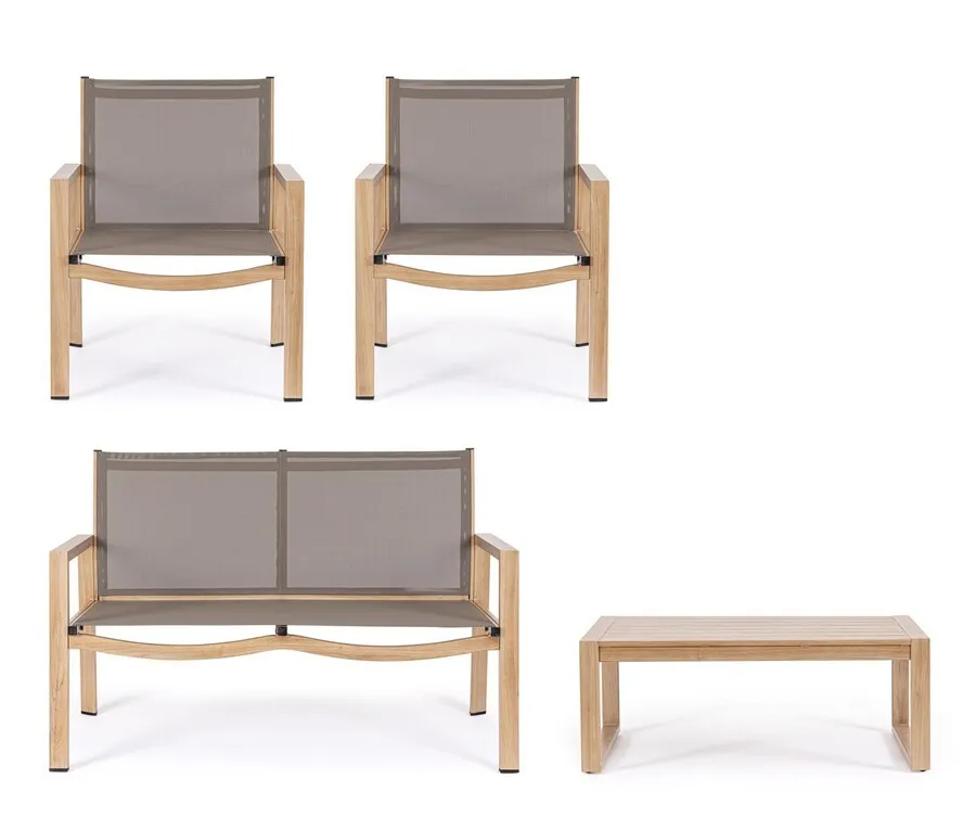 Zestaw mebli ogrodowych KALLEN NATURAL - taupe/naturalny