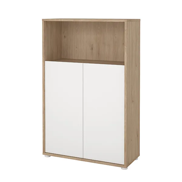 Regał niski z drzwiami SIGN 80 cm - jackson hickory/biały mat 