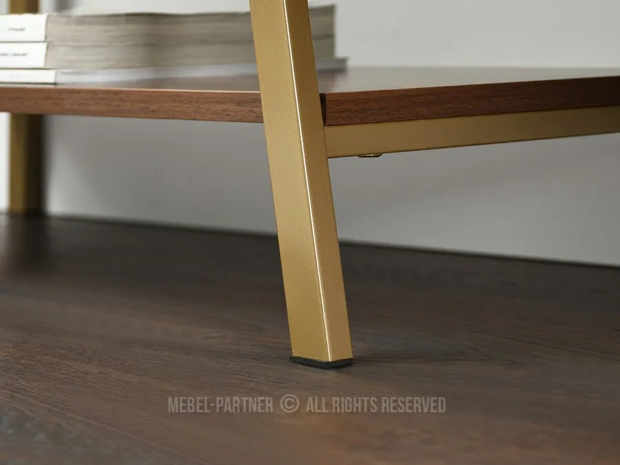 Regał GEFION - orzech/złoty