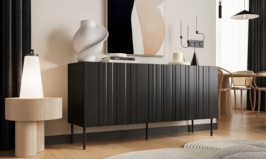 Komoda 3-drzwiowa MILO 150 cm - czarny mat
