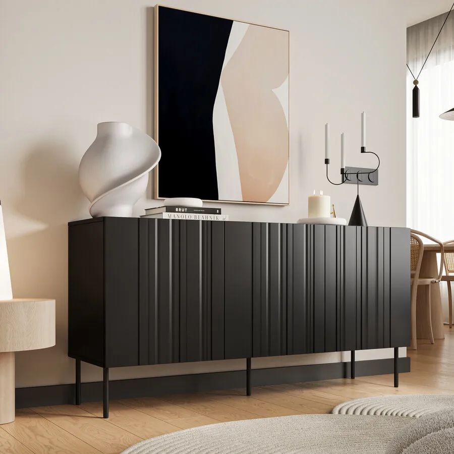 Komoda 3-drzwiowa MILO 150 cm - czarny mat