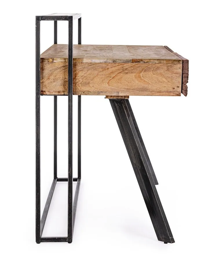 Biurko z szufladami MANCHESTER 120x60 - mango/czarny