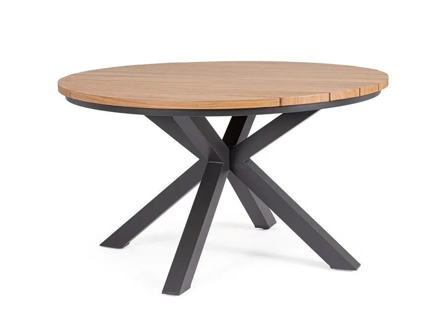 Stół okrągły ogrodowy ZELMAR 130 cm - naturalny/antracyt