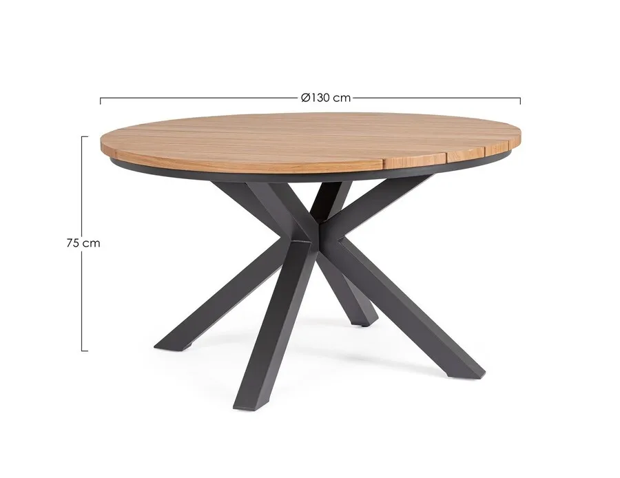 Stół okrągły ogrodowy ZELMAR 130 cm - naturalny/antracyt