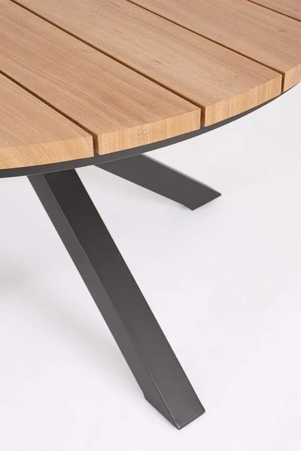 Stół okrągły ogrodowy ZELMAR 130 cm - naturalny/antracyt