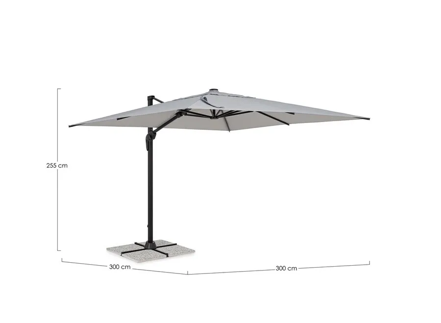 Parasol ogrodowy VEGA 3x3 - jasny szary