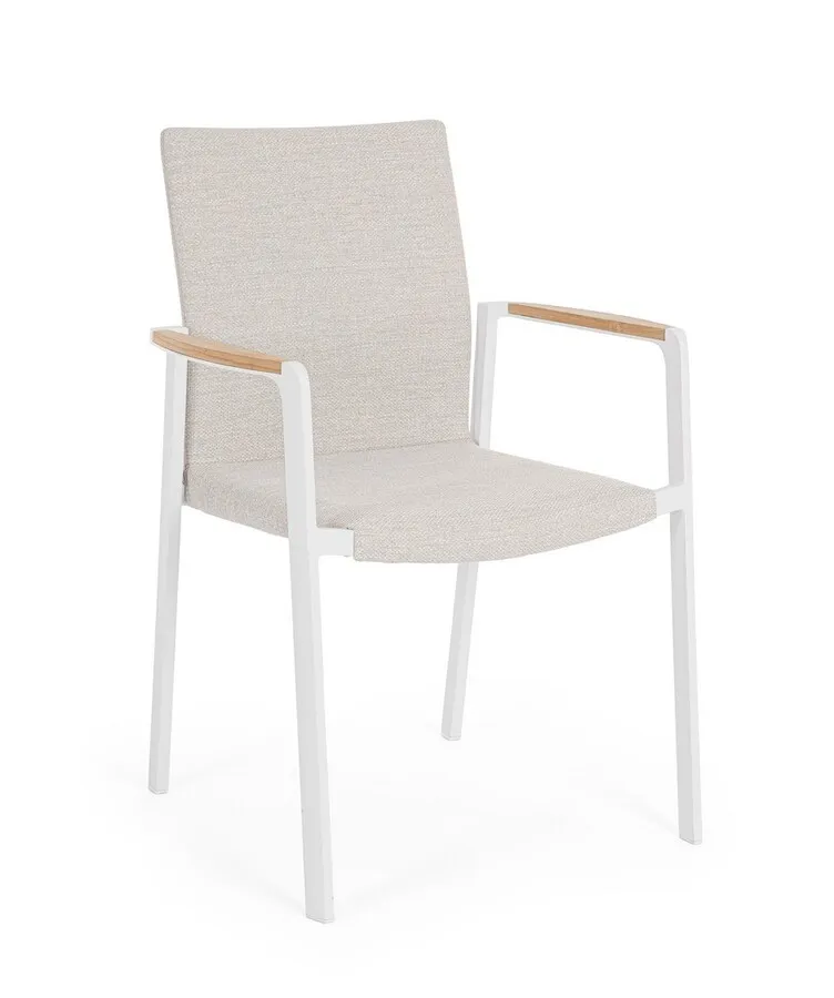 Krzesło ogrodowe z podłokietnikami JALISCO NEW - beżowy/biały
