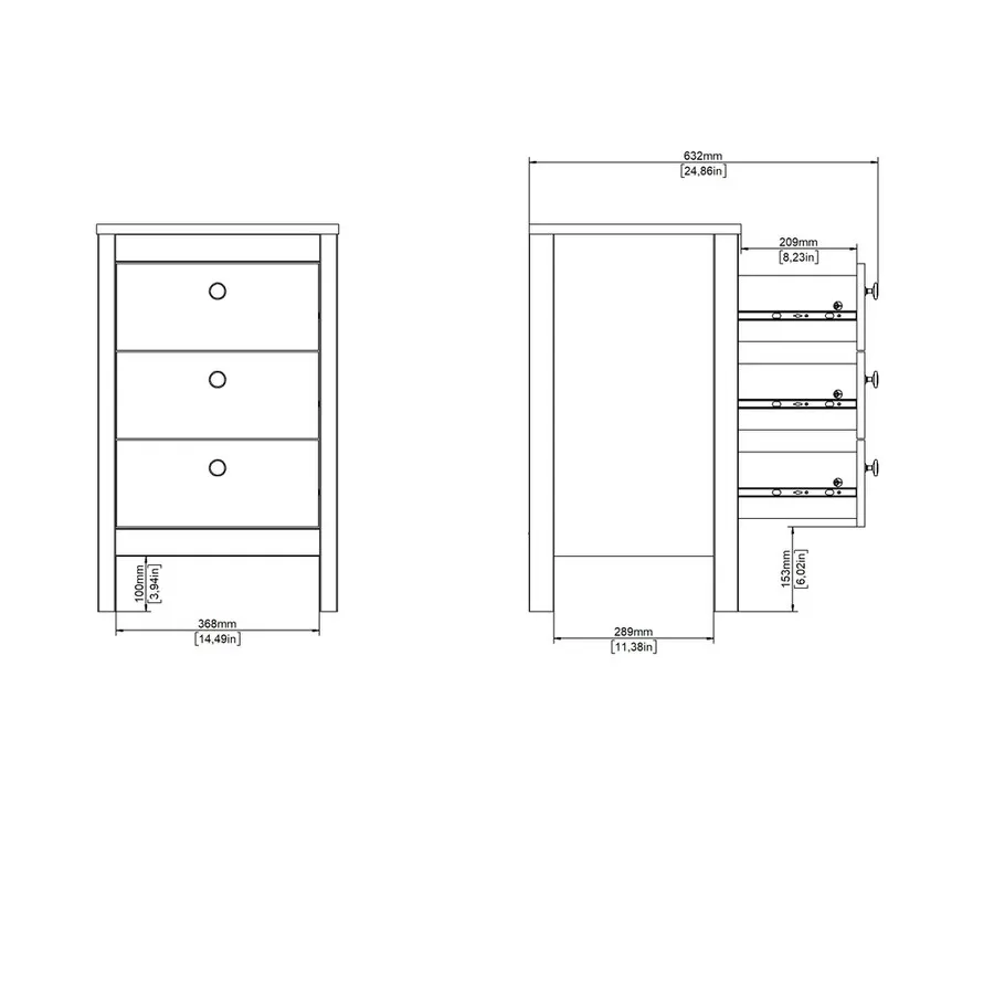 Szafka nocna MADRID 3 szuflady - jackson hickory
