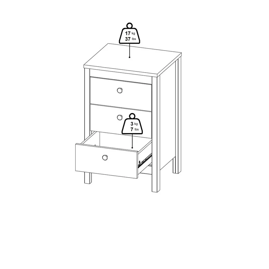 Szafka nocna MADRID 3 szuflady - jackson hickory