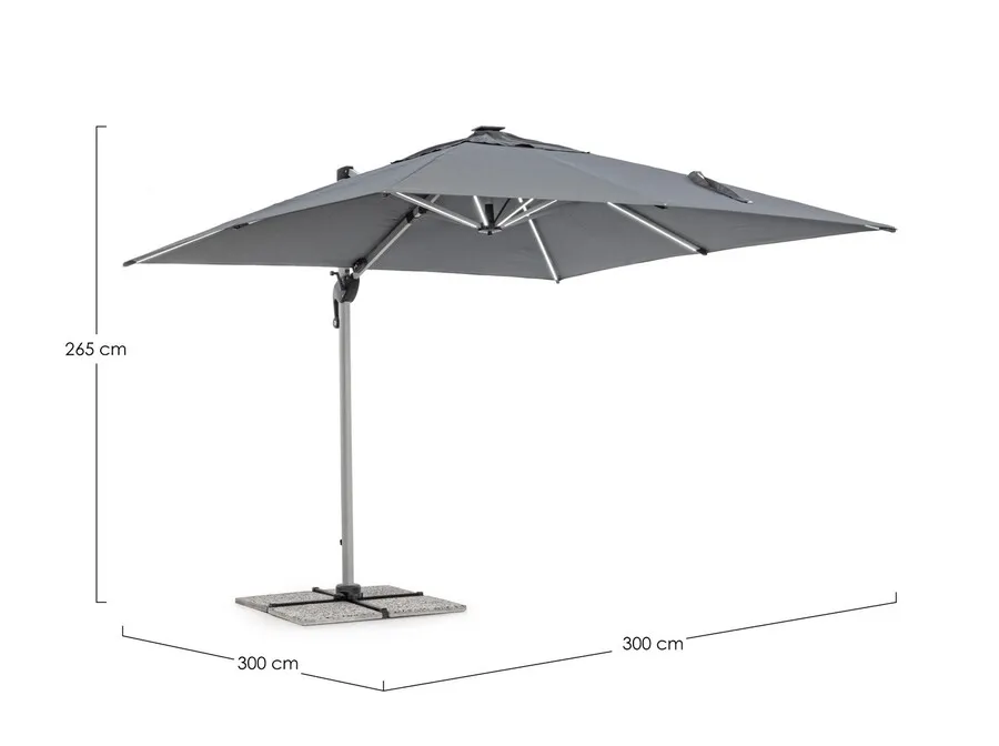 Parasol ogrodowy INES LED 3x3 - ciemny szary