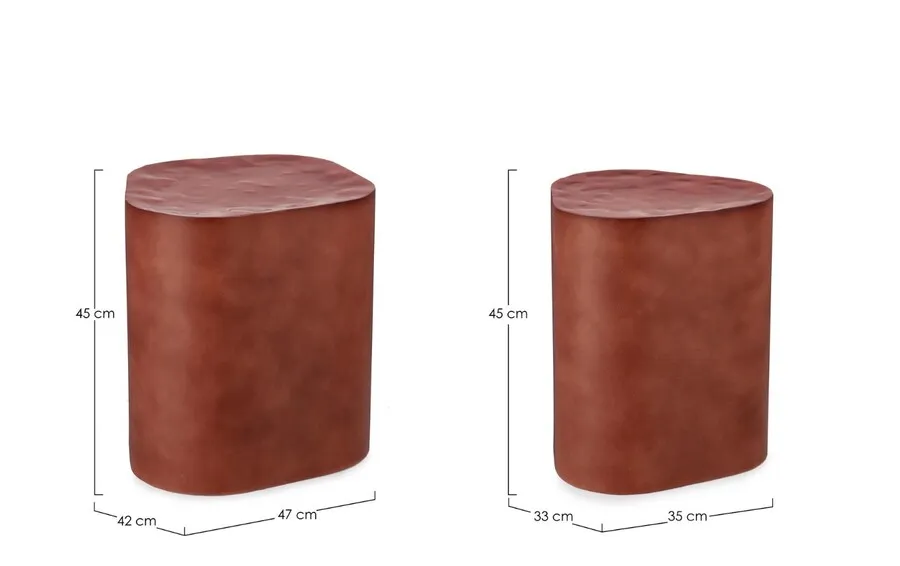 Zestaw dwóch stolików metalowych JASLEEN TERRACOTTA - ceglany