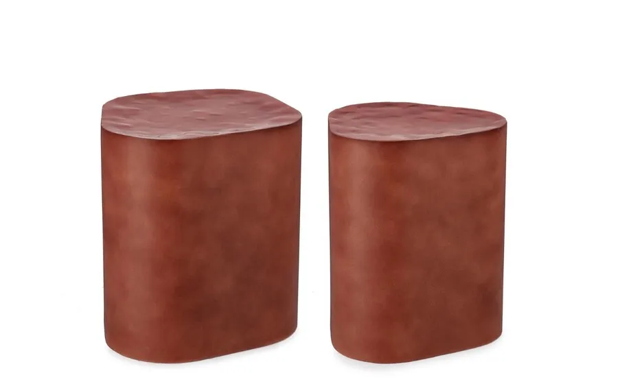 Zestaw dwóch stolików metalowych JASLEEN TERRACOTTA - ceglany