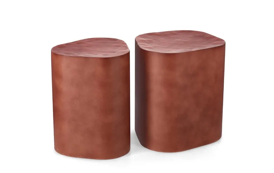 Zestaw dwóch stolików metalowych JASLEEN TERRACOTTA - ceglany
