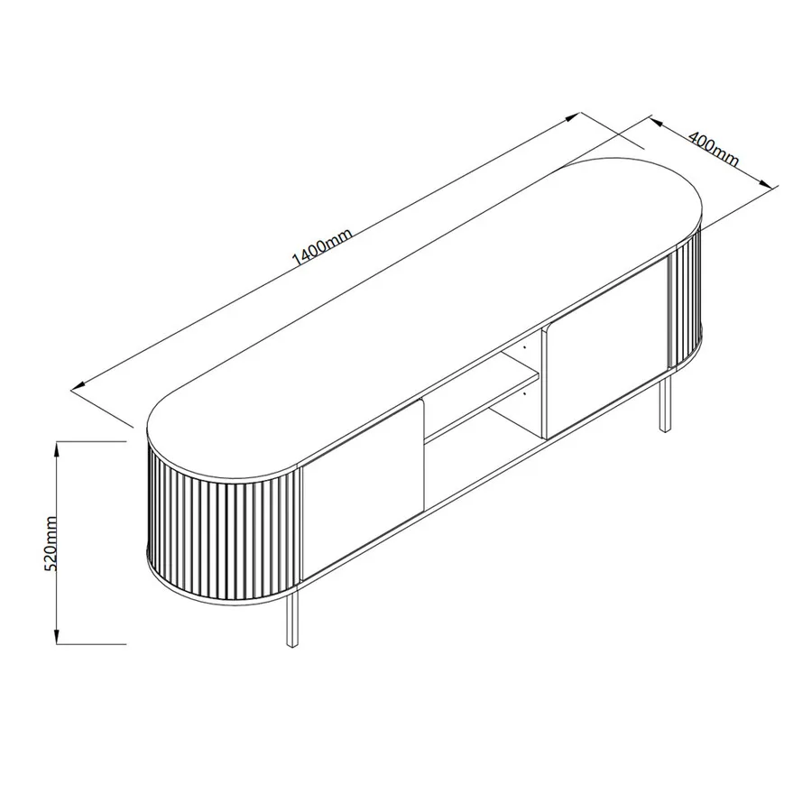 Szafka RTV 2-drzwiowa z lamelami FABIA 140 cm - dąb/trawertyn