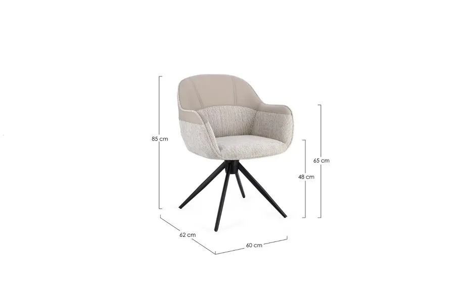 Krzesło obrotowe tapicerowane ISOTTA BEIGE - beżowy