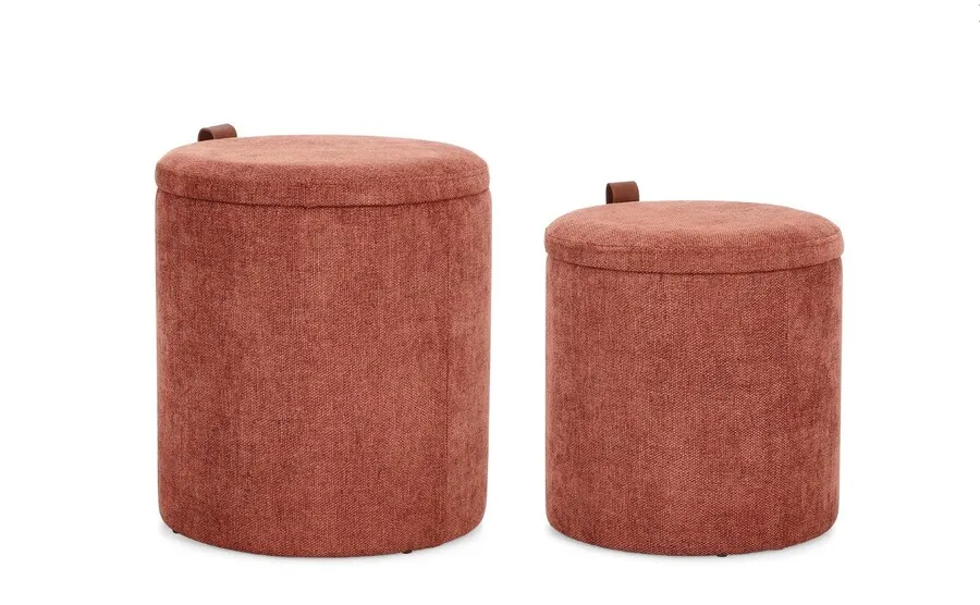 Zestaw dwóch okrągłych puf ze schowkiem KATIA GINGER - pomarańczowy