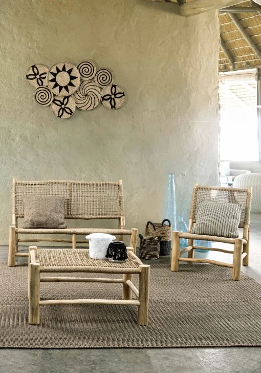 Sofa ogrodowa 2-osobowa LAMPOK - naturalny