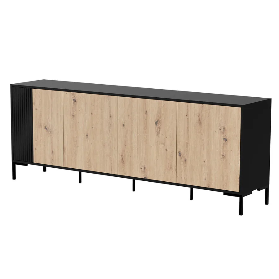 Komoda 4-drzwiowa ARDEN - dąb artisan/czarny mat