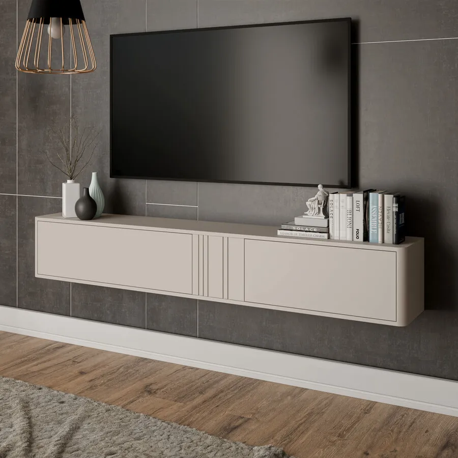 Szafka RTV wisząca 2-drzwiowa LUVIO 190 cm - kaszmir mat