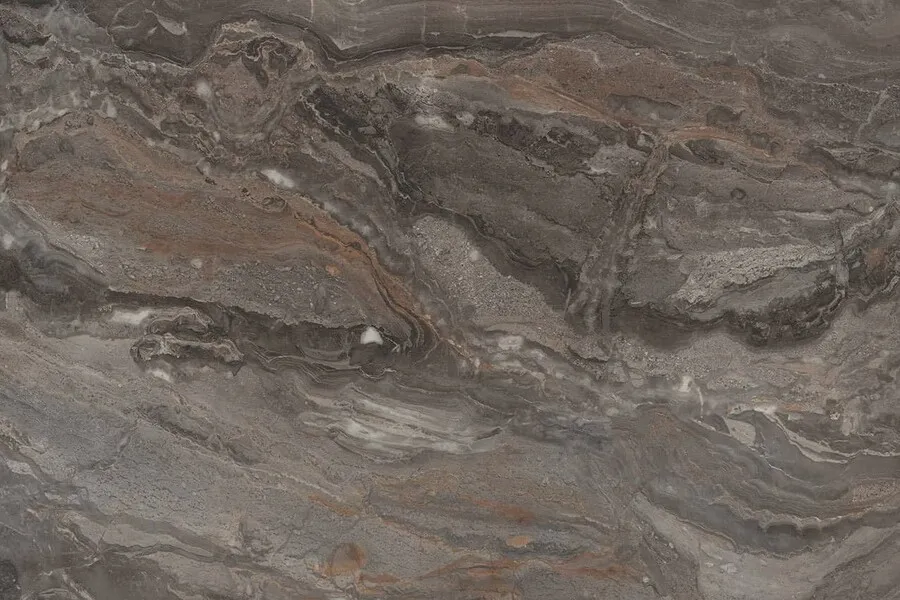 Wycinek płyty w formacie 900 x 600 mm Obrzeże ABS F094 ST15 Marmur Cipollino czarnomiedziany 43 x 1.5 mm EGGER