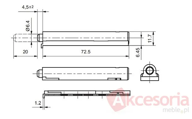 Pusch Do Drzwi Bez Uchwytów 40mm z adapterem Gamet