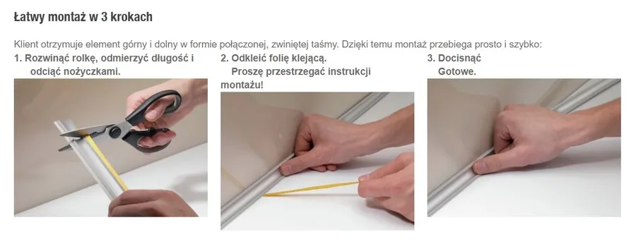 Listwa przyblatowa samoprzylepna COMPACT MAGIC - stal szlachetna / dł. dowolna