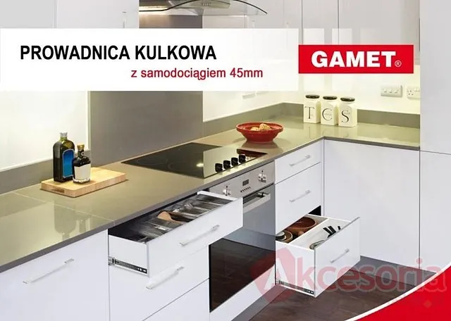 Prowadnica PK07 dł 40 cm z samodociągiem , 100%  wysuw, 40kg