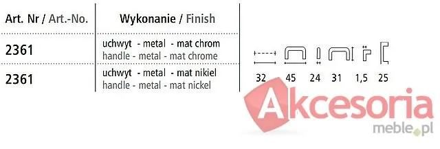 Uchwyt - metal - mat nikiel 2361