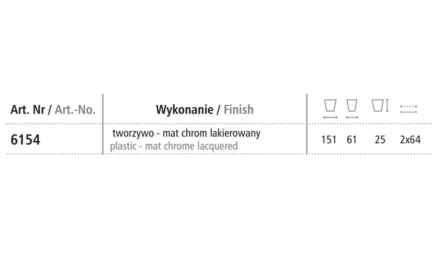 Stopka do mebli 6154 - tworzywo - mat chrom lakier. wys.2,5 cm