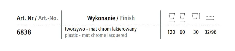 Nóżka 6838 - chrom mat lakier / wys. 3 cm