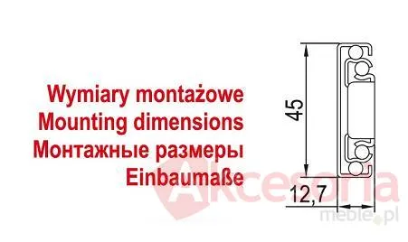Prowadnica PK07 dł 45 cm z samodociągiem , 100%  wysuw, 40kg