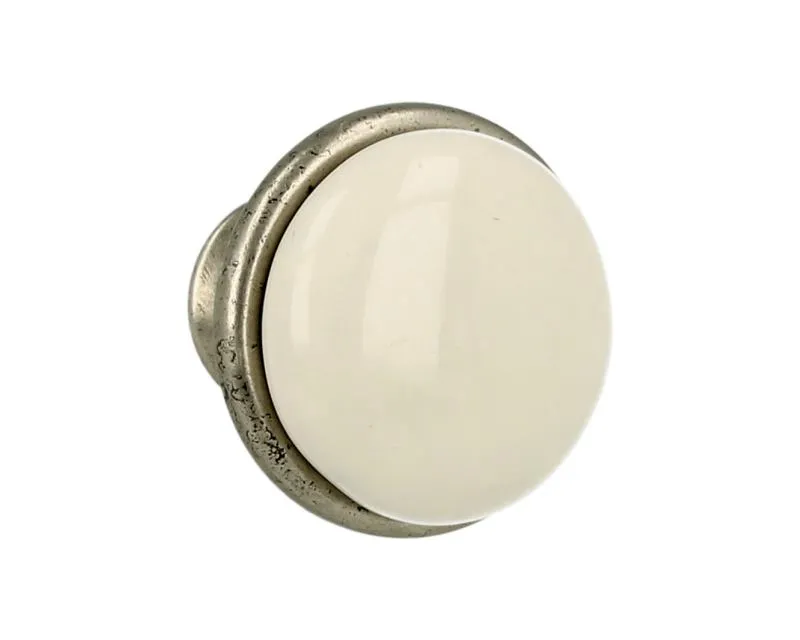 Gałka GP19 - nikiel patynowany, porcelana mleczna / fi 29 mm