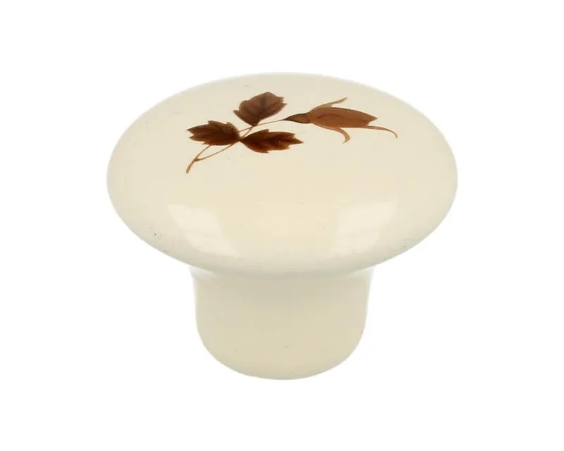 Gałka GP20 - porcelana mleczna z liśćmi / fi 38 mm
