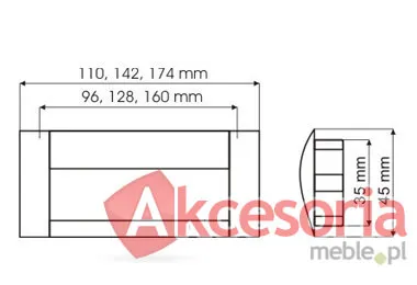 Rys.tech. Uchwyt wpuszczany UA08 96 mm Chrom połysk