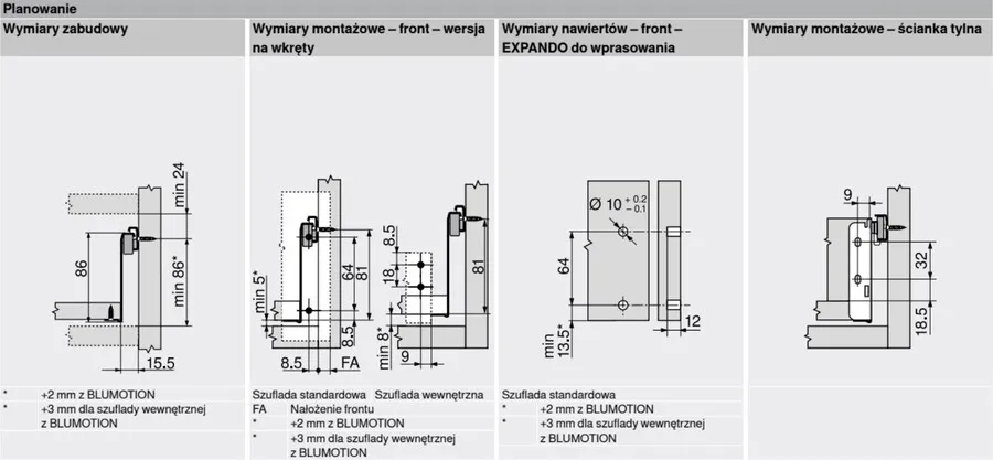 Szuflada METABOX / wys. M=86 mm / dł. 50 cm / 25 kg / wysuw 75% / szary