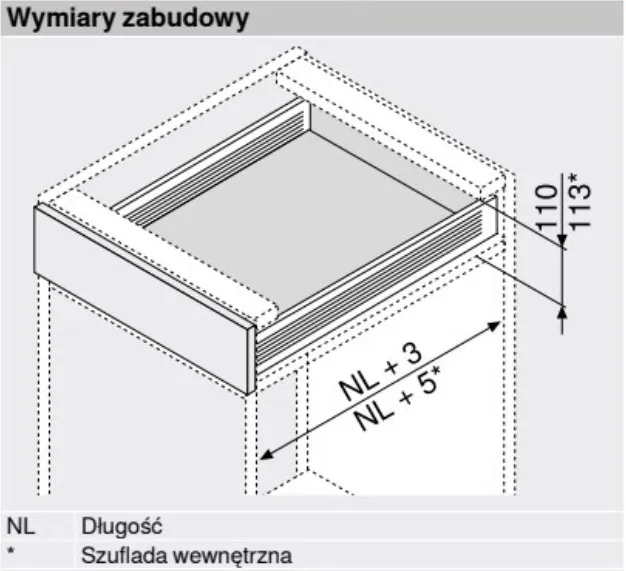 Szuflada METABOX / wys. M=86 mm / dł. 55 cm / 25 kg / wysuw 75% / szary