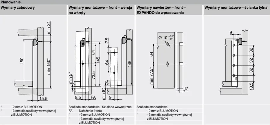 Szuflada METABOX / wys. H=150 mm / dł. 50 cm / 25 kg / wysuw 75% / szary
