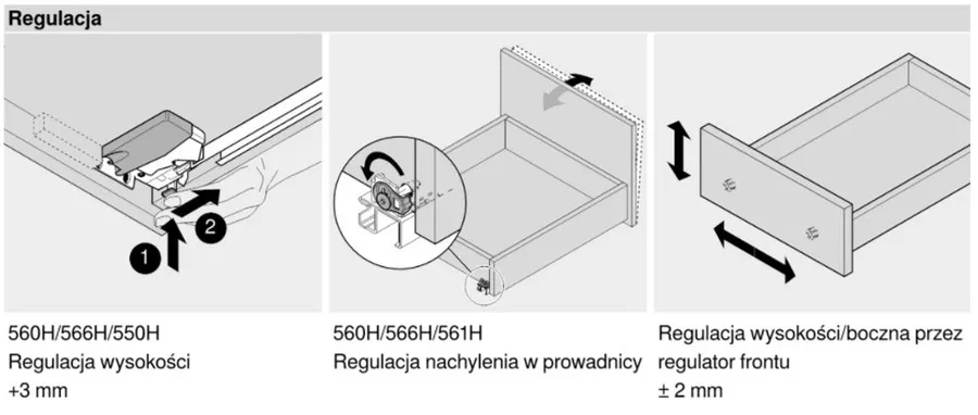 Prowadnica TANDEM Plus Z HAMULCEM 560H dł.30cm Wysuw 100% Blum