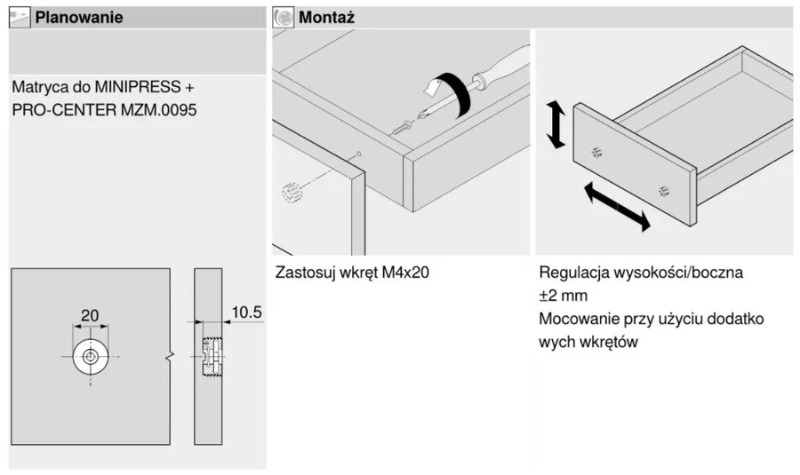 Regulator frontu do prowadnic TANDEM
